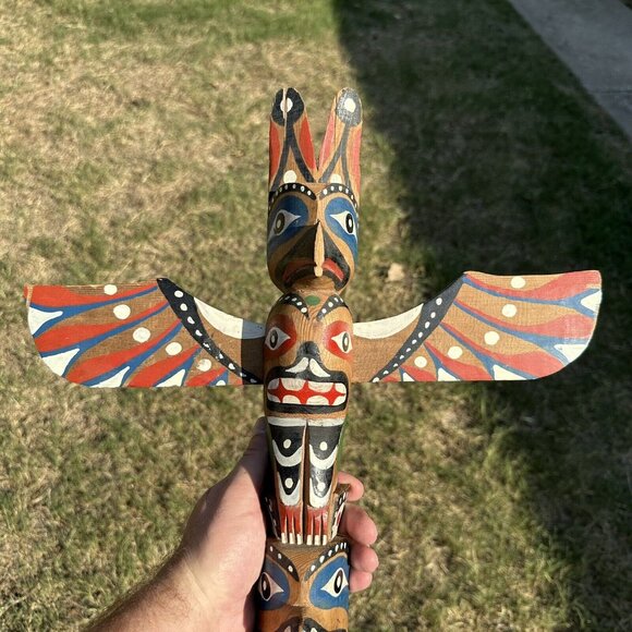 Makah Totem Neah Bay Olympic WA‎ 24.5" x 15.5" Hand Carved Painted NWC Sign Rick - Picture 9 of 16